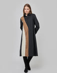 Maxi tricolor dress with button-down collar and side pockets CF25-007
