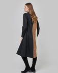 Maxi tricolor dress with button-down collar and side pockets CF25-007