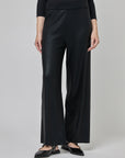 Pantalon tricot large sans poches à taille élastique avec tissu enduit CF25-100