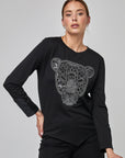 Haut à manches longues avec motif animal appliqué en sequins | CF25-315