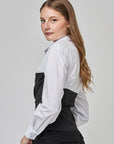 Chemise bicolore avec drapé au buste | CF25-600 - Blanc et noir