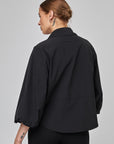 Chemise empiècement florale avec poignets élastiques et poches | CF25-606 - Noir