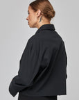 Chemise bicolore avec broderie abstraite sur la poitrine | CF25-607- Noir