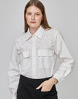Chemise froncée avec deux poches sur la poitrine | CF25-617
