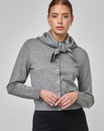 Cardigan ajusté à col rond avec foulard intégré | CF25-900 - Gris Mixte