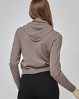 Cardigan ajusté à col rond avec foulard intégré | CF25-900 - Taupe mixte