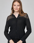 Cardigan court à détails transparents sur les épaules | CF25-906
