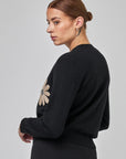 Cardigan boutonné avec appliqués floraux | CF25-911