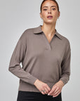 Haut en maille décontracté avec col V ouvert | CF25-915 - Taupe mixte