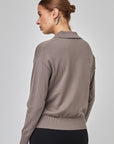 Haut en maille décontracté avec col V ouvert | CF25-915 - Taupe mixte