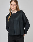 Cardigan manches courtes avec enduit et plis au dos | Cf25-925