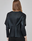 Cardigan manches courtes avec enduit et plis au dos | Cf25-925