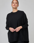 Chandail oversize à col rond et manches ajustées | CF25-927 - Noir
