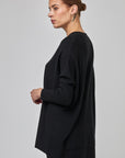 Chandail oversize à col rond et manches ajustées | CF25-927 - Noir