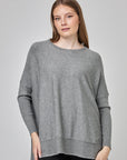 Chandail oversize à col rond et manches ajustées | CF25-927 - Gris mixte
