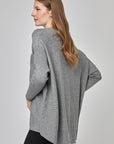 Chandail oversize à col rond et manches ajustées | CF25-927 - Gris mixte