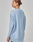Chandail oversize à col rond et manches ajustées | CF25-927 - Sky