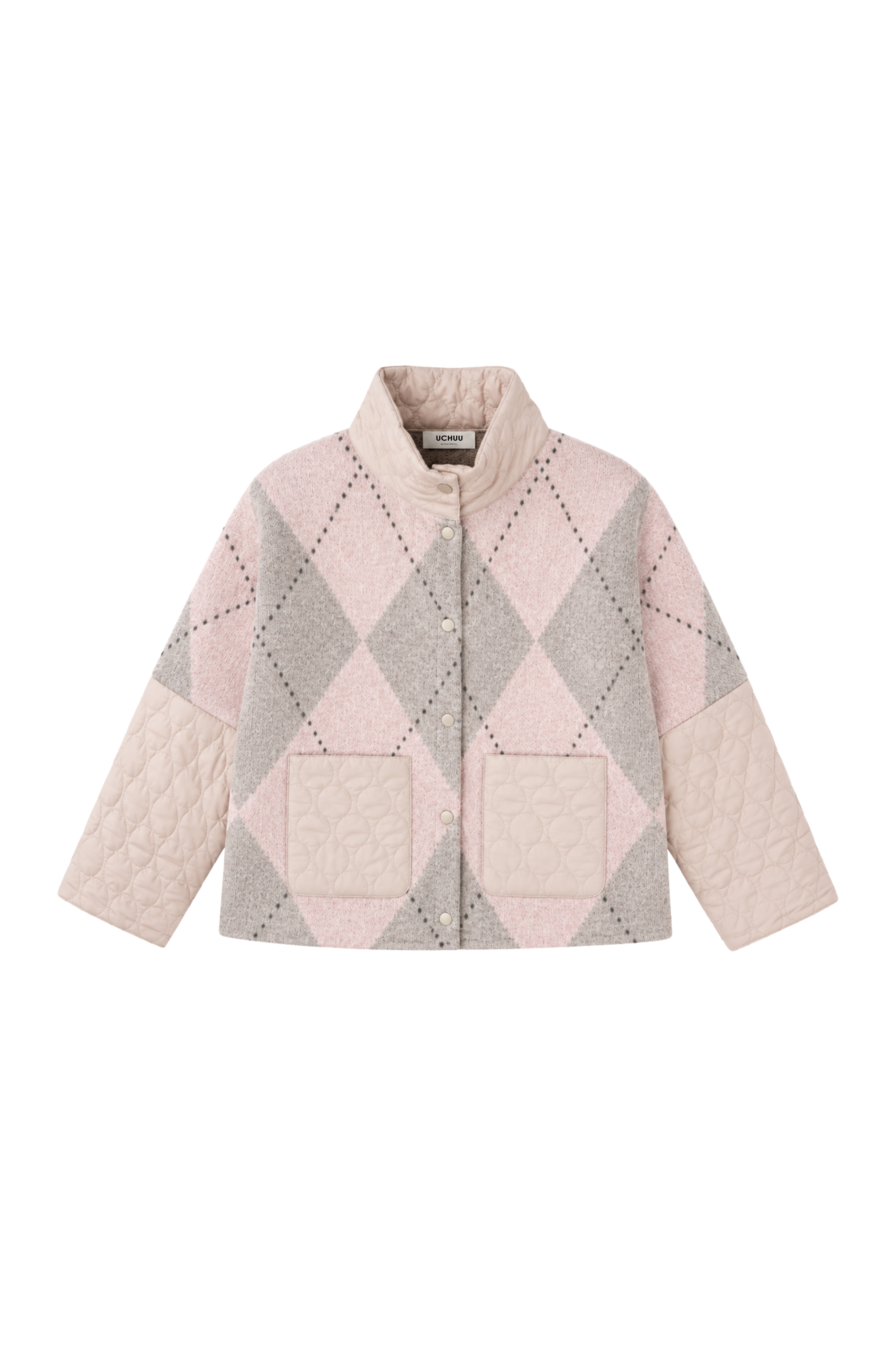 Veste argyle manches nylon - Rose