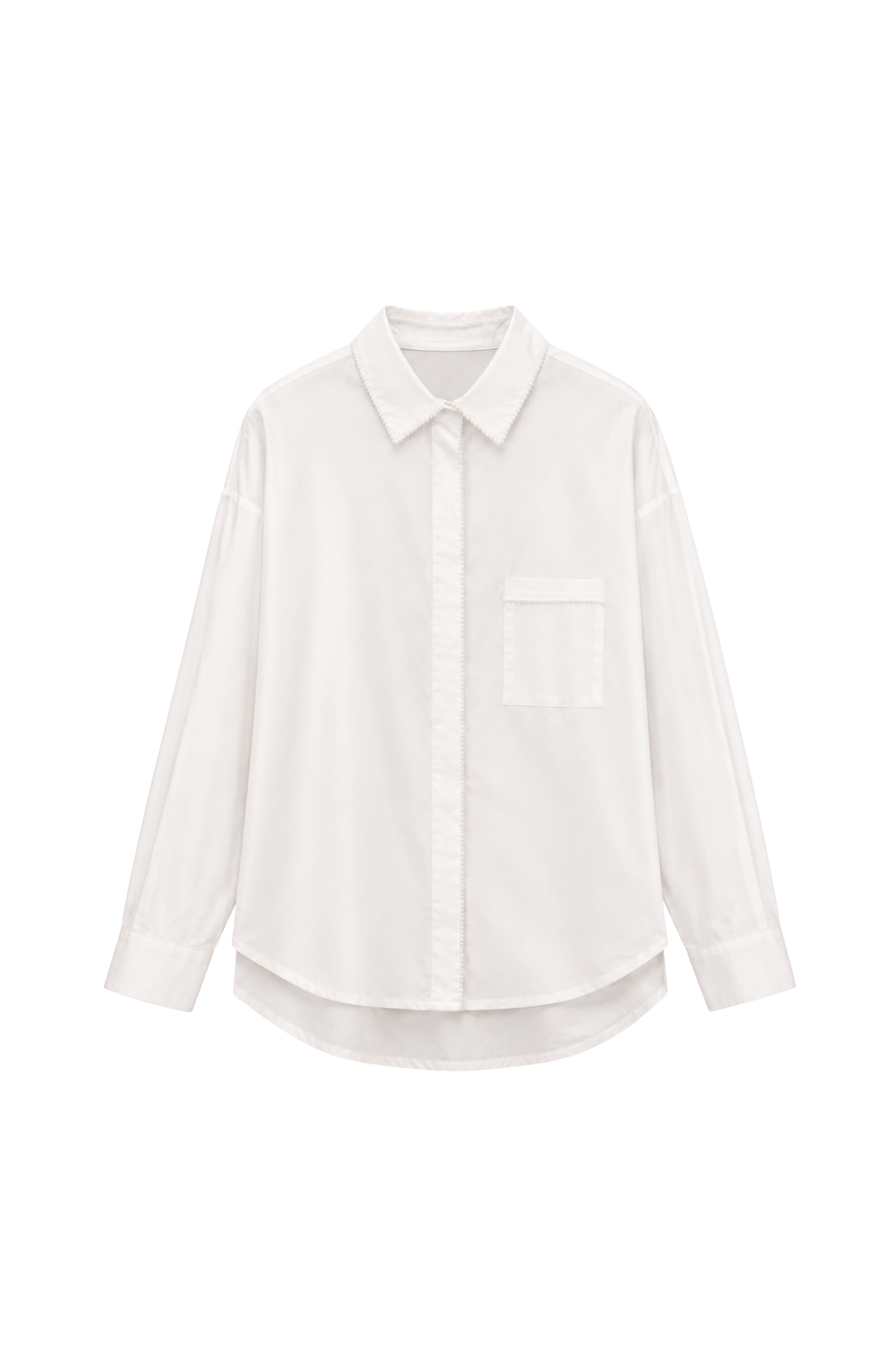 Chemise à boutons perlés - Blanc