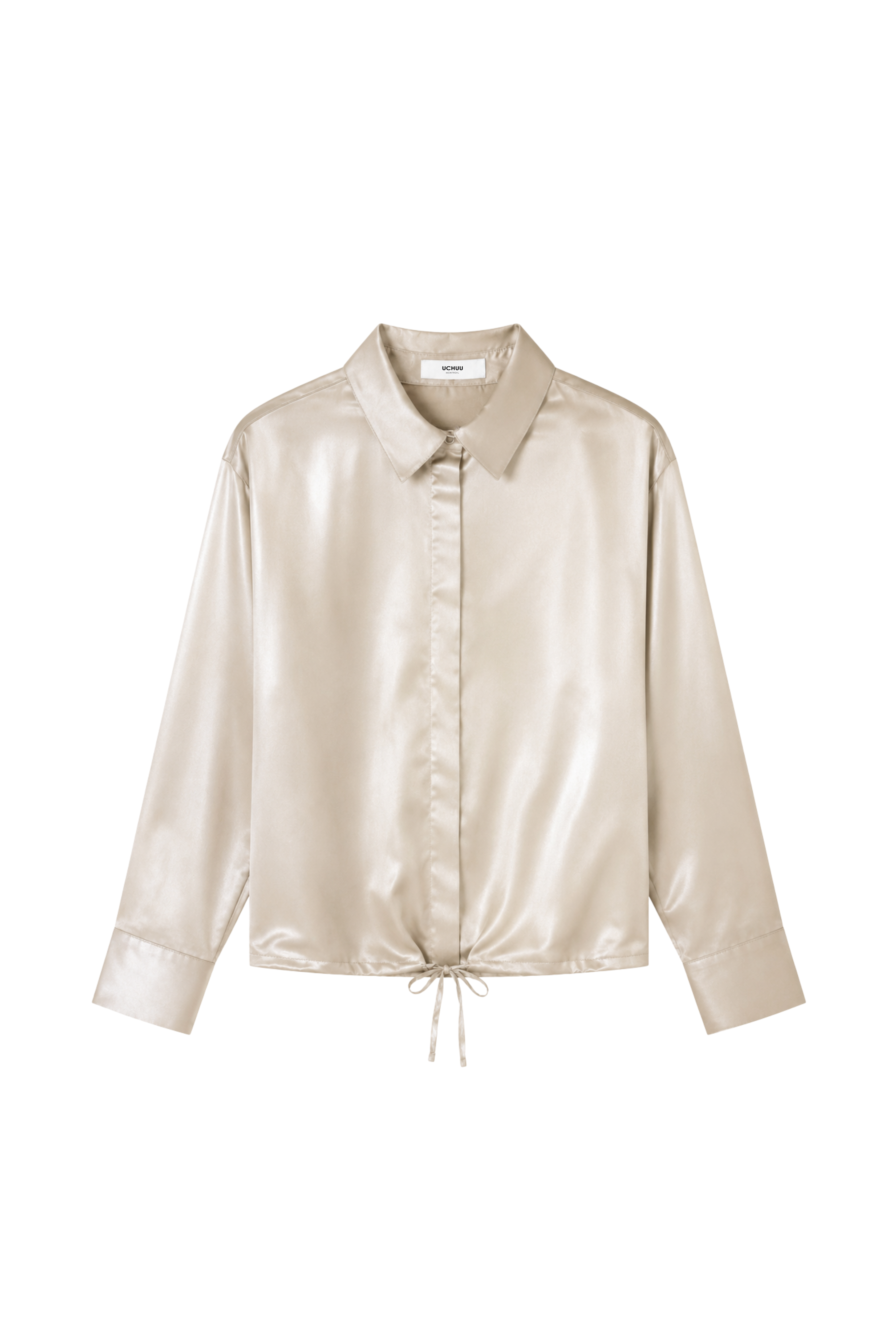Chemise courte en satin - Sable