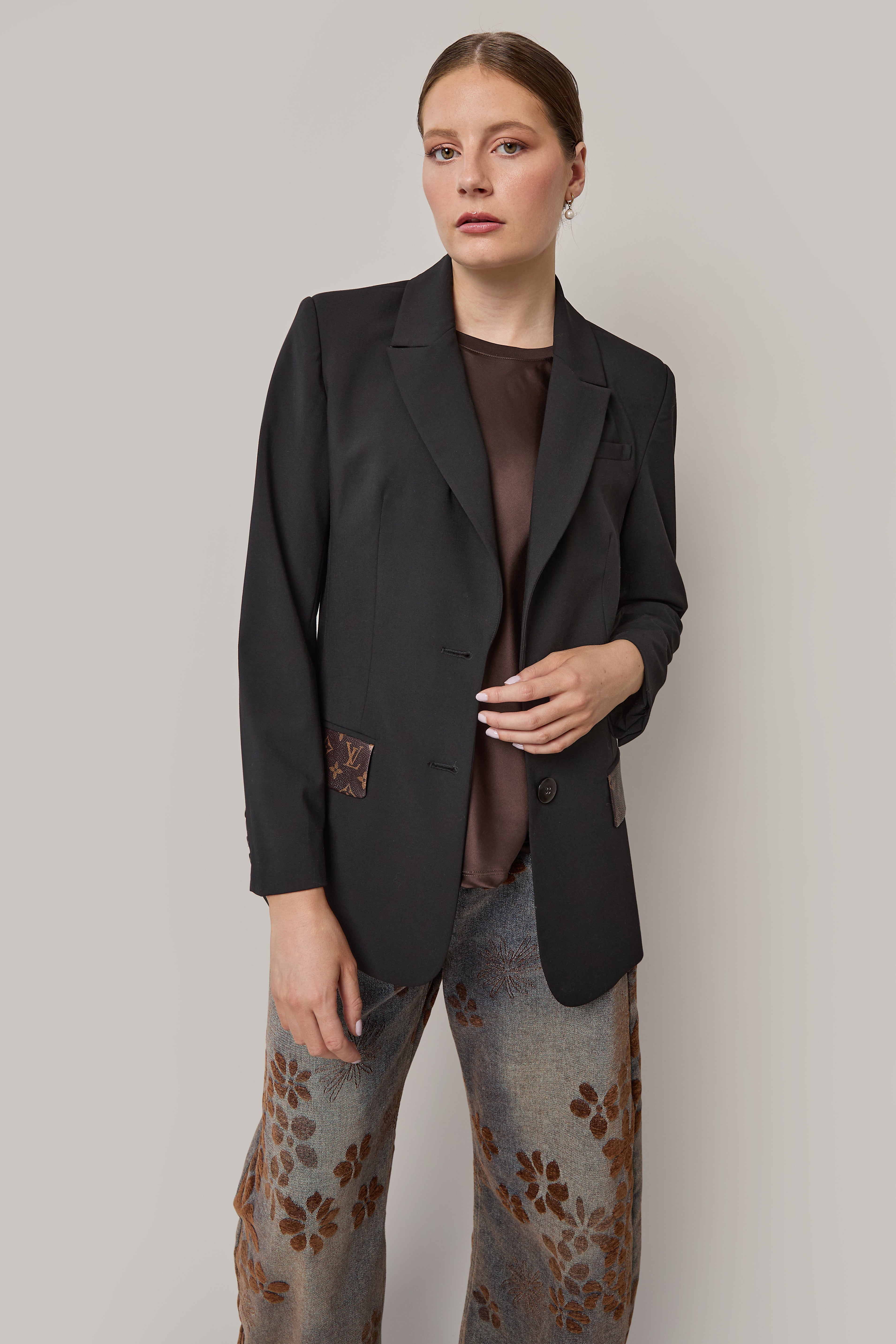Veste à rabat imprimé - Noir