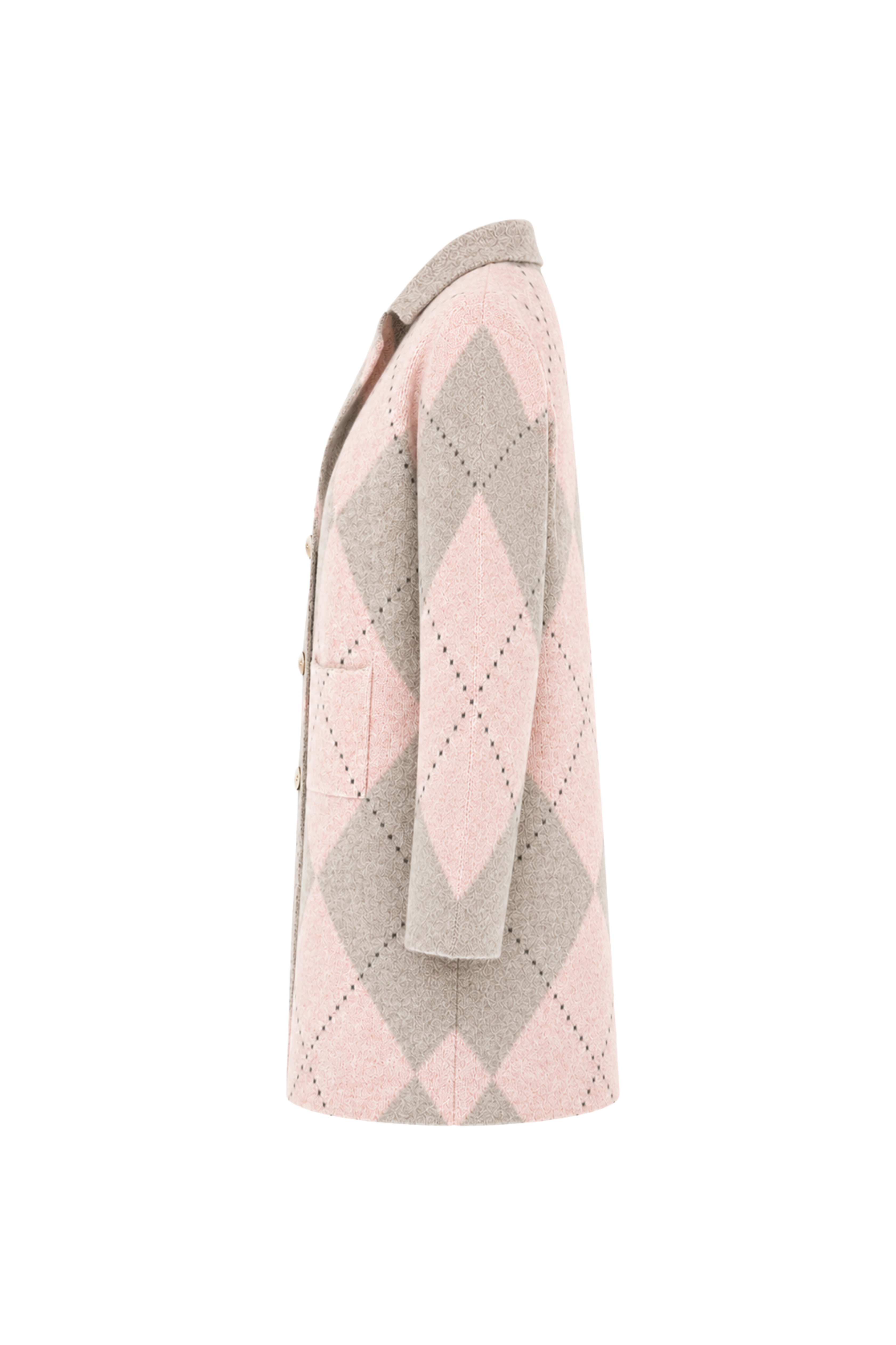 Long Argyle Cardigan - Pink
