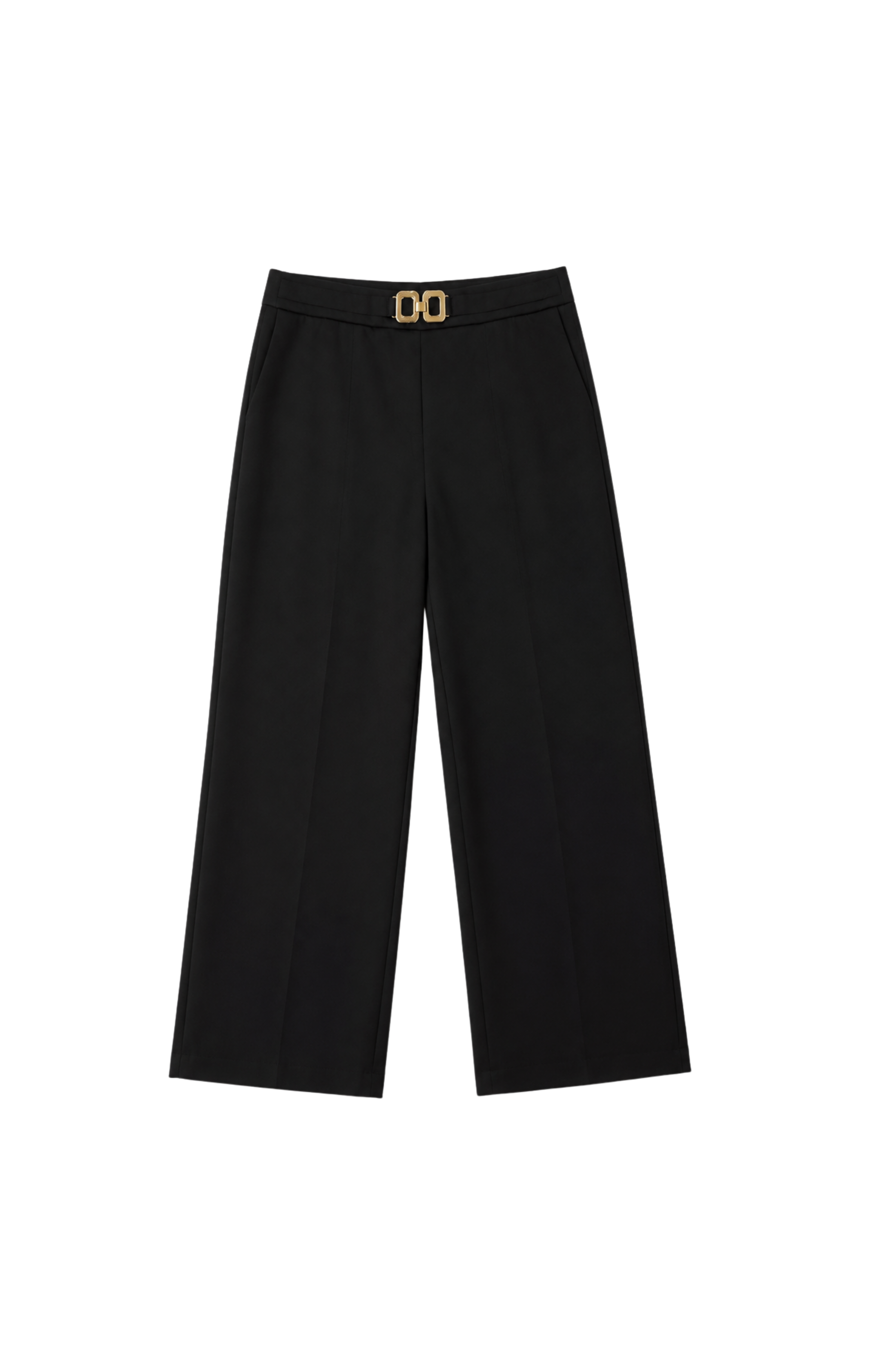Pantalon jambe large boucle avant - Noir
