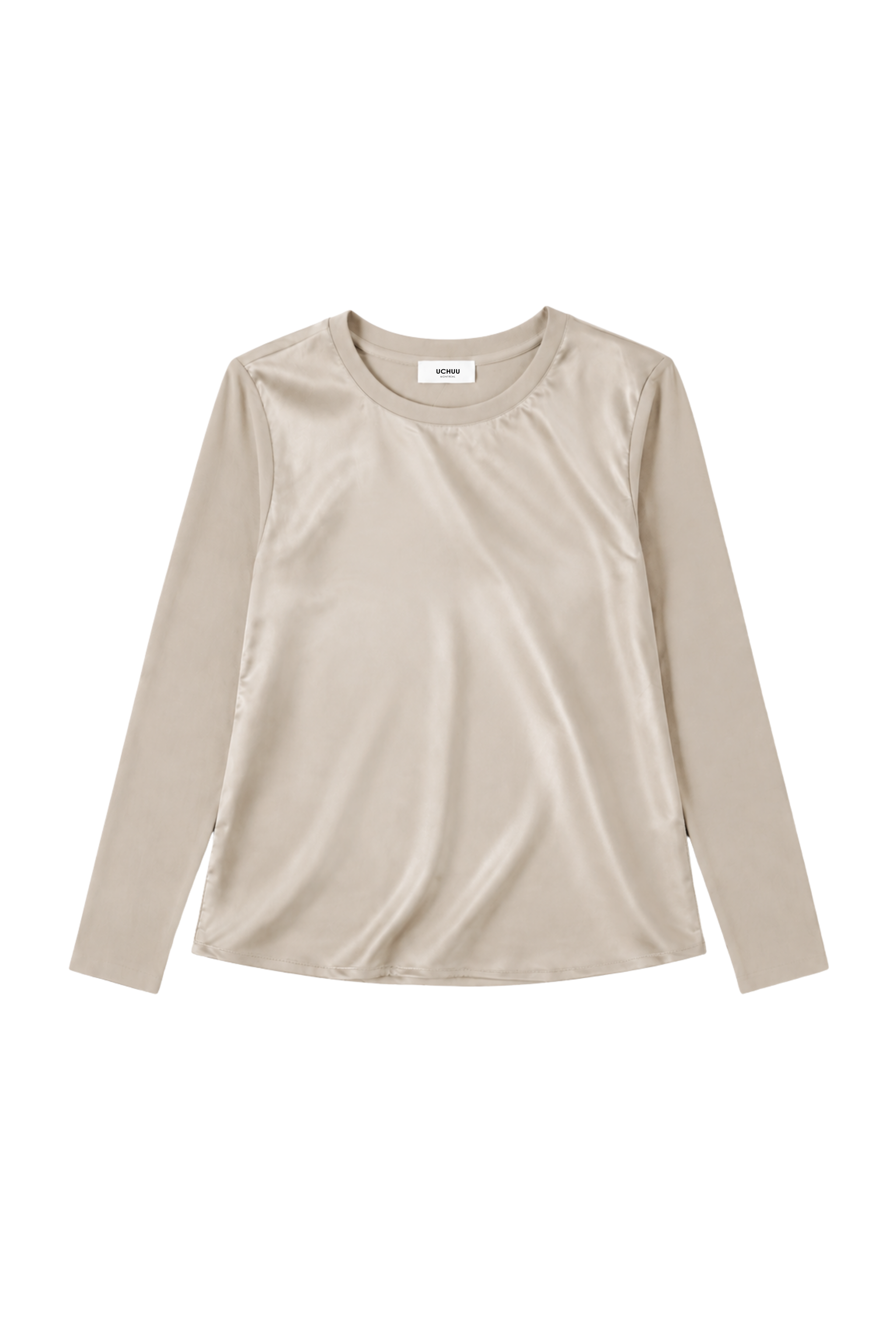 T-shirt satin et jersey - Sable