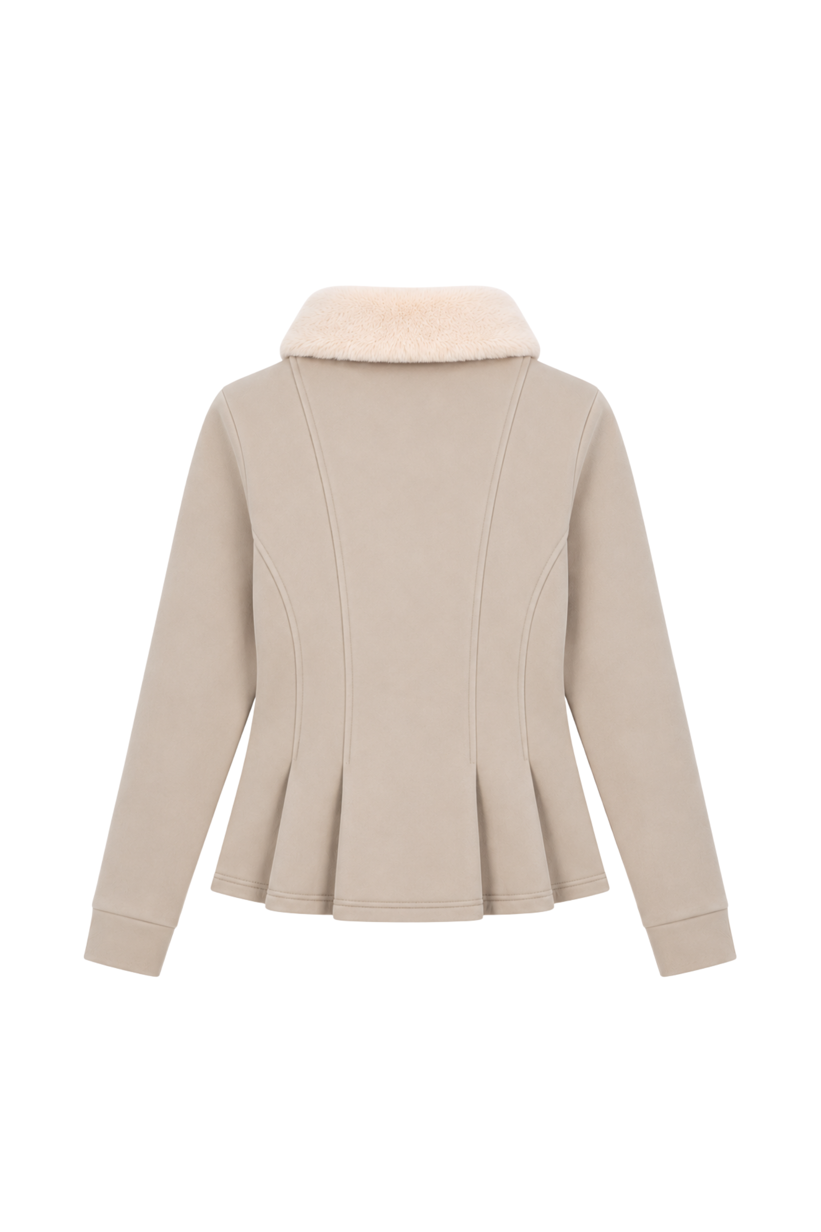Veste péplum col fourrure amovible - Sable