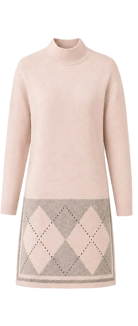 Robe argyle courte - Rose