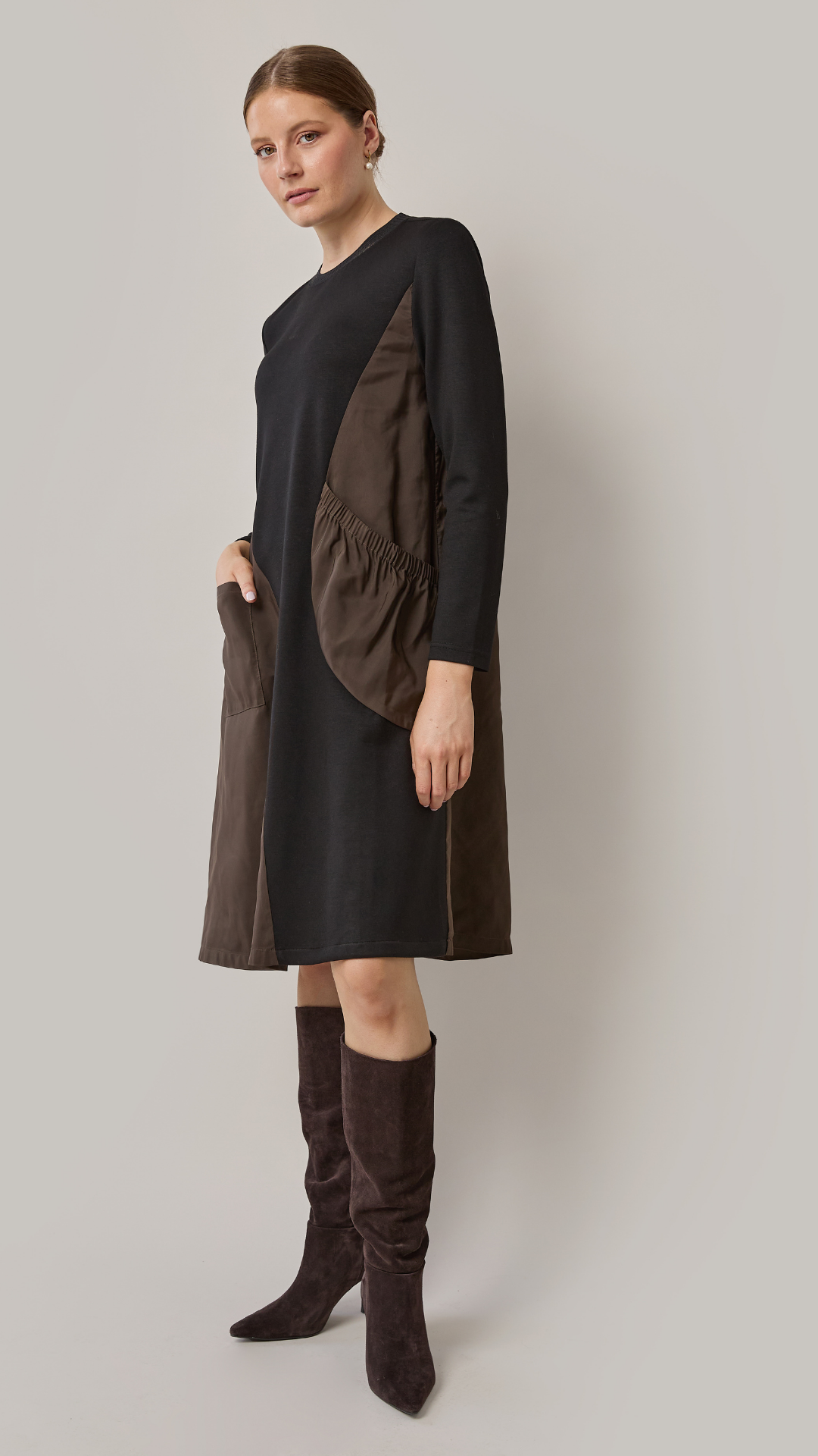 Robe à empiècement nylon - Noir