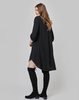 Robe chemise évasée à rayures et à manches longues avec poches lattérales CF25-001
