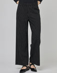 Striped stretch wide-leg pants with quarter front pockets | CF25-101
