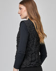 Crinkled vest with stand-up collar and front buttons | CF25-405