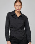 Two-tone shirt with draped bust | CF25-600 - Black