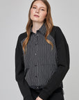 Striped shirt with contrast sleeves and adjustable hem | CF25-614