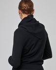 Fitted crew neck cardigan with integrated scarf | CF25-900 - Black