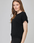 3/4 sleeves with round neck and ribbed trim | CF25-920 - Black