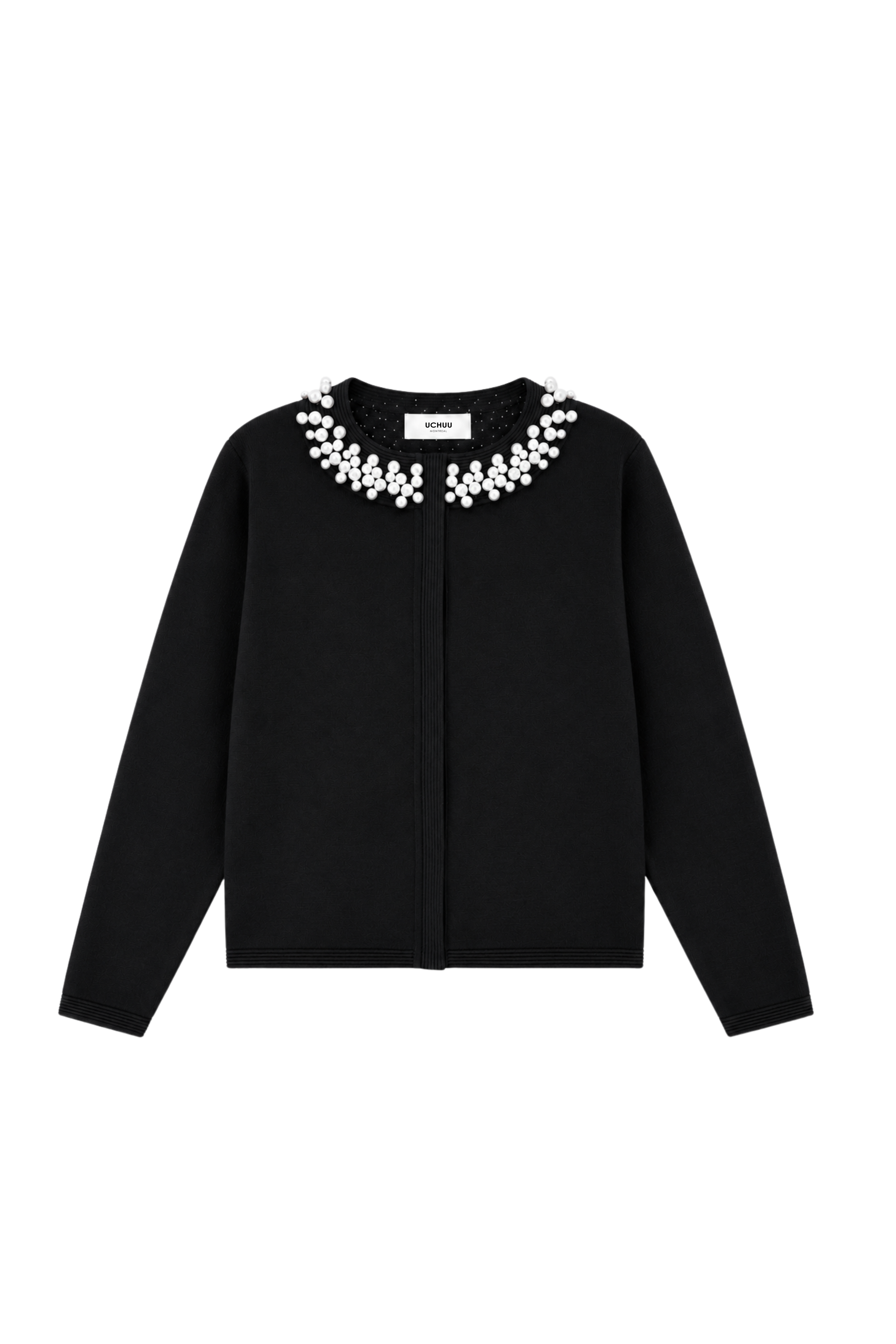 Cardigan à boutons perlés - Noir