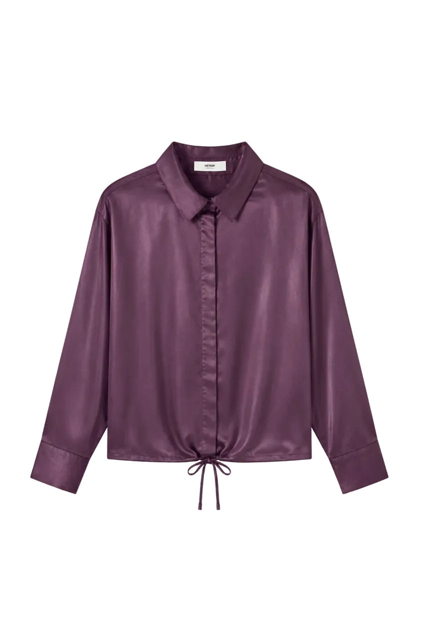 Chemise courte en satin - Mauve