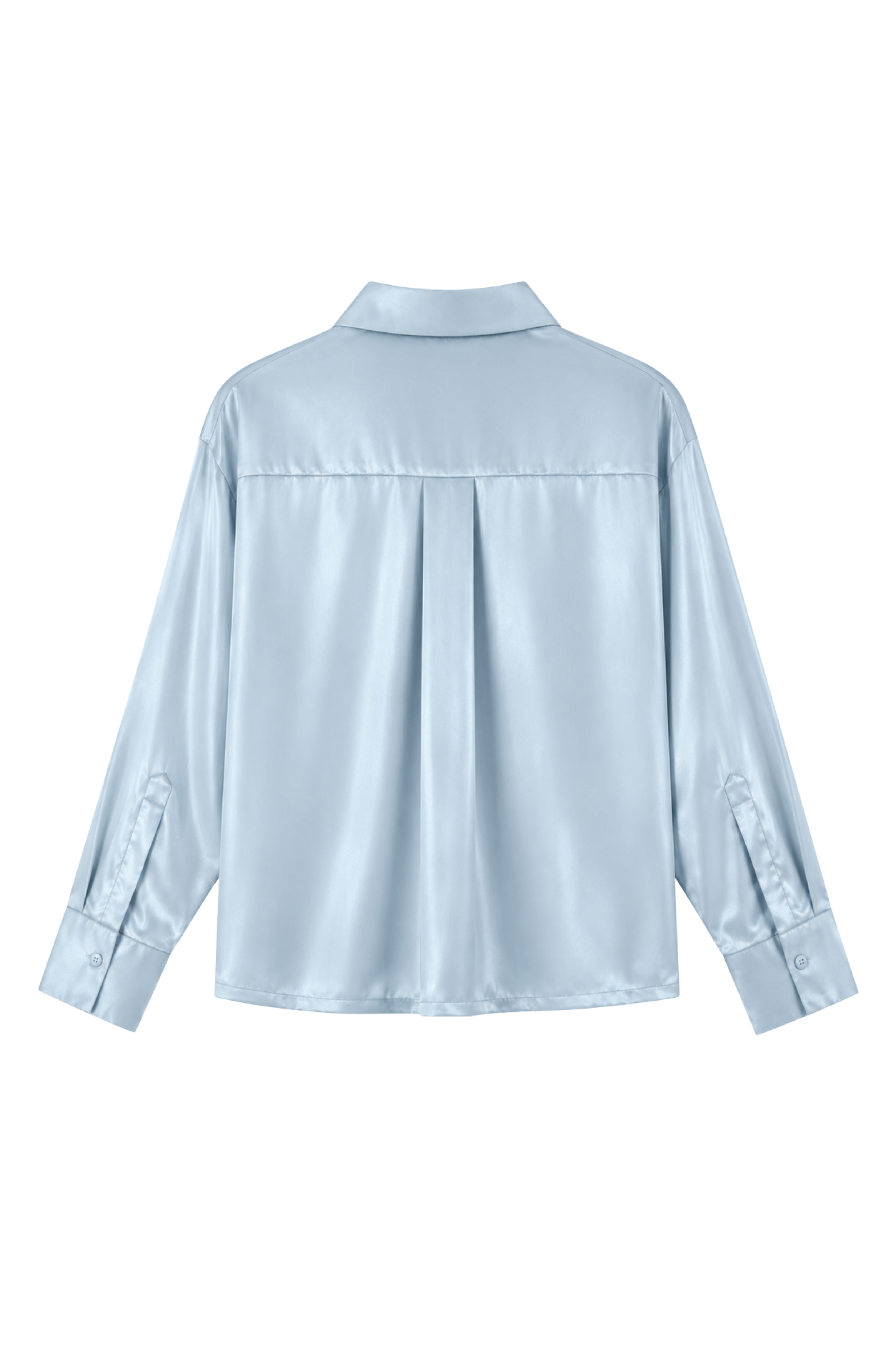 Chemise courte en satin - Bleu