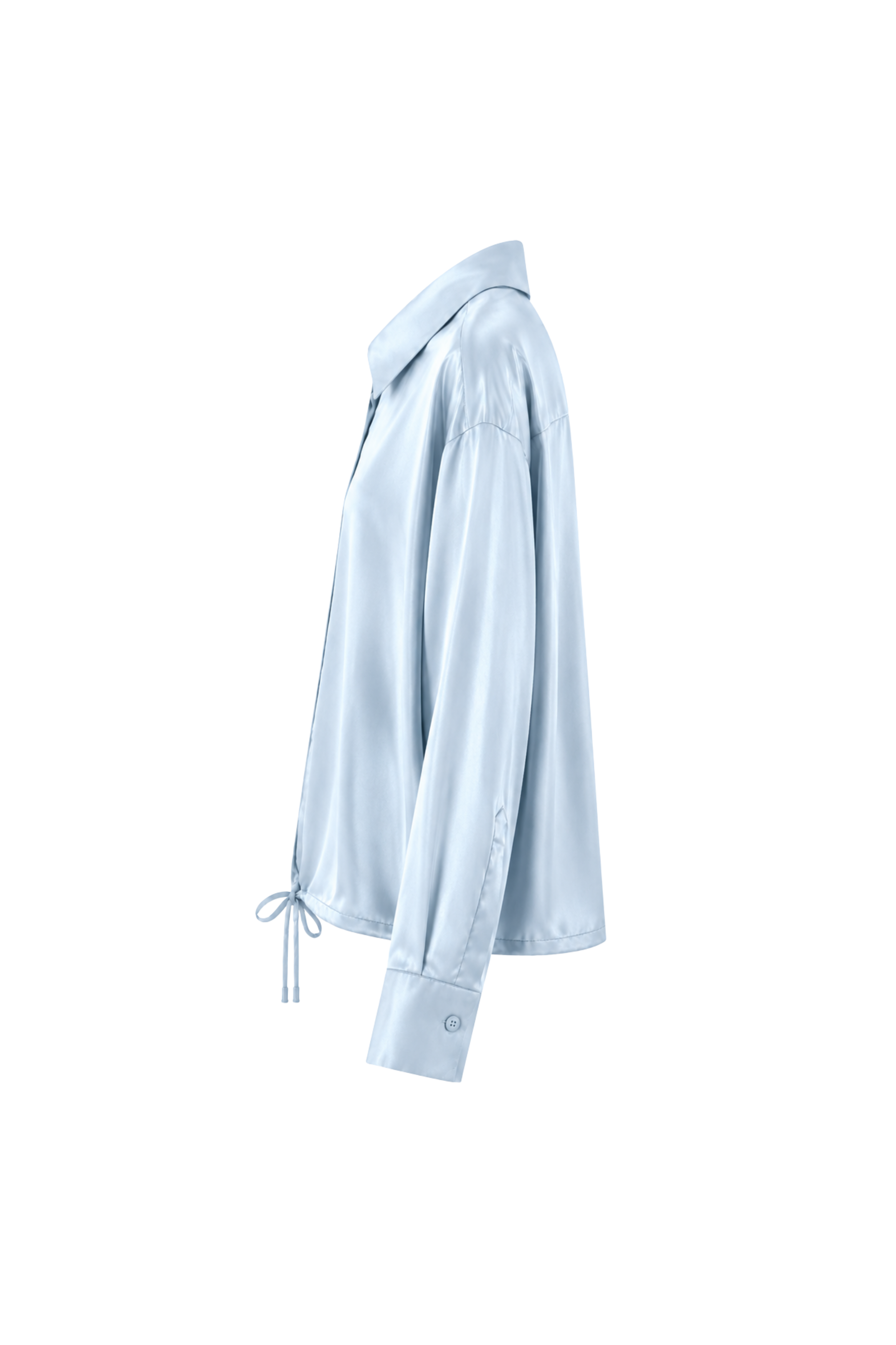 Chemise courte en satin - Bleu