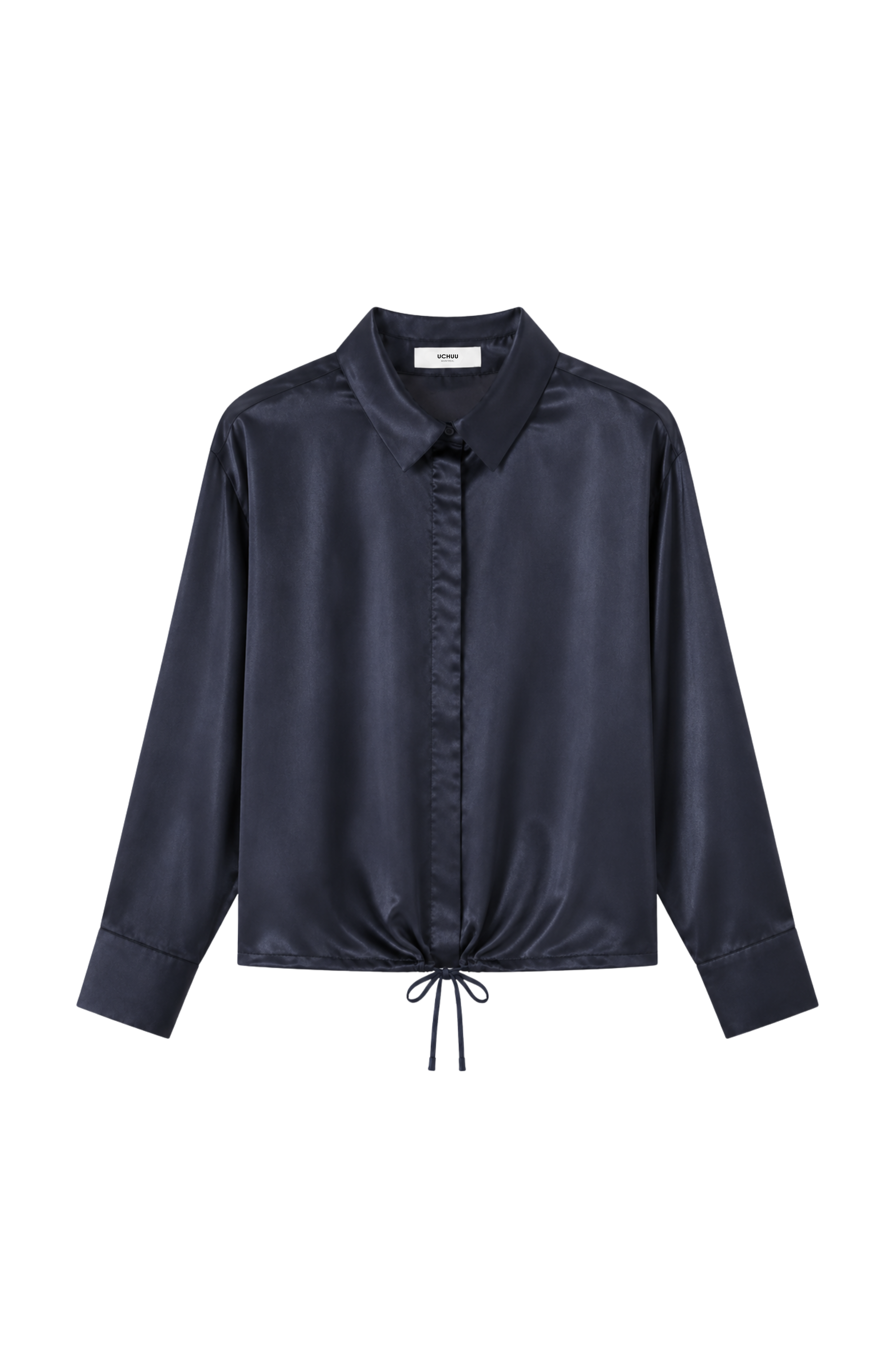 Chemise courte en satin - Navy