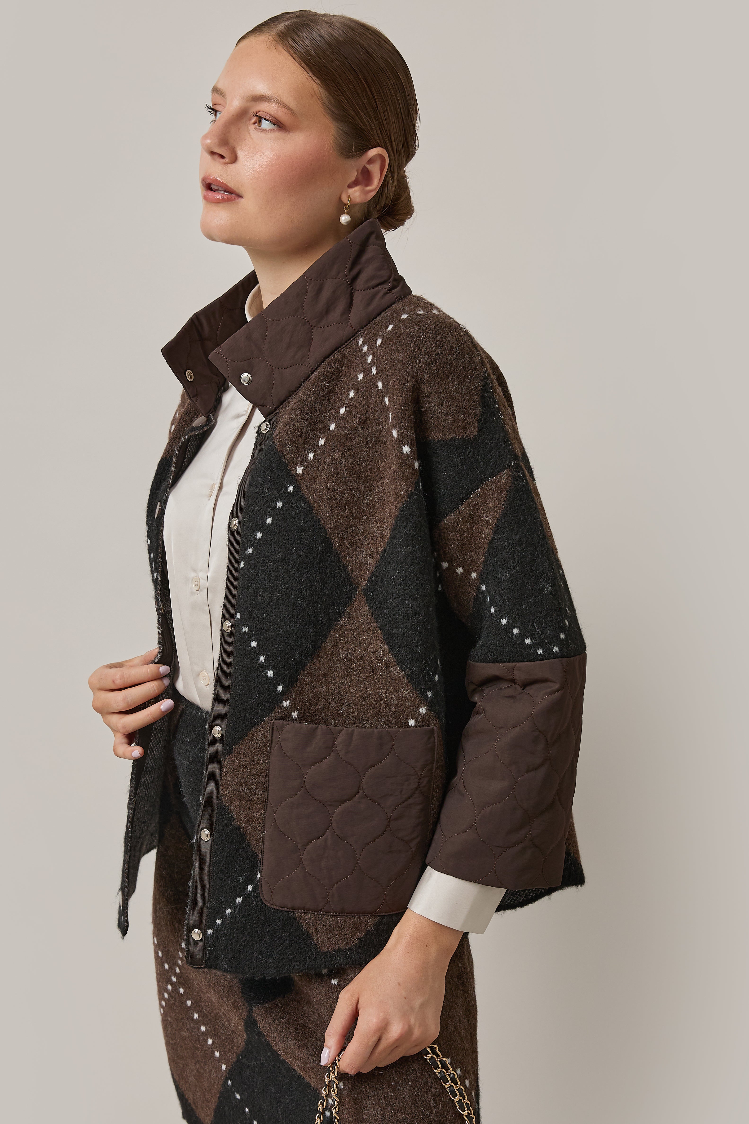 Veste argyle manches nylon - Coco