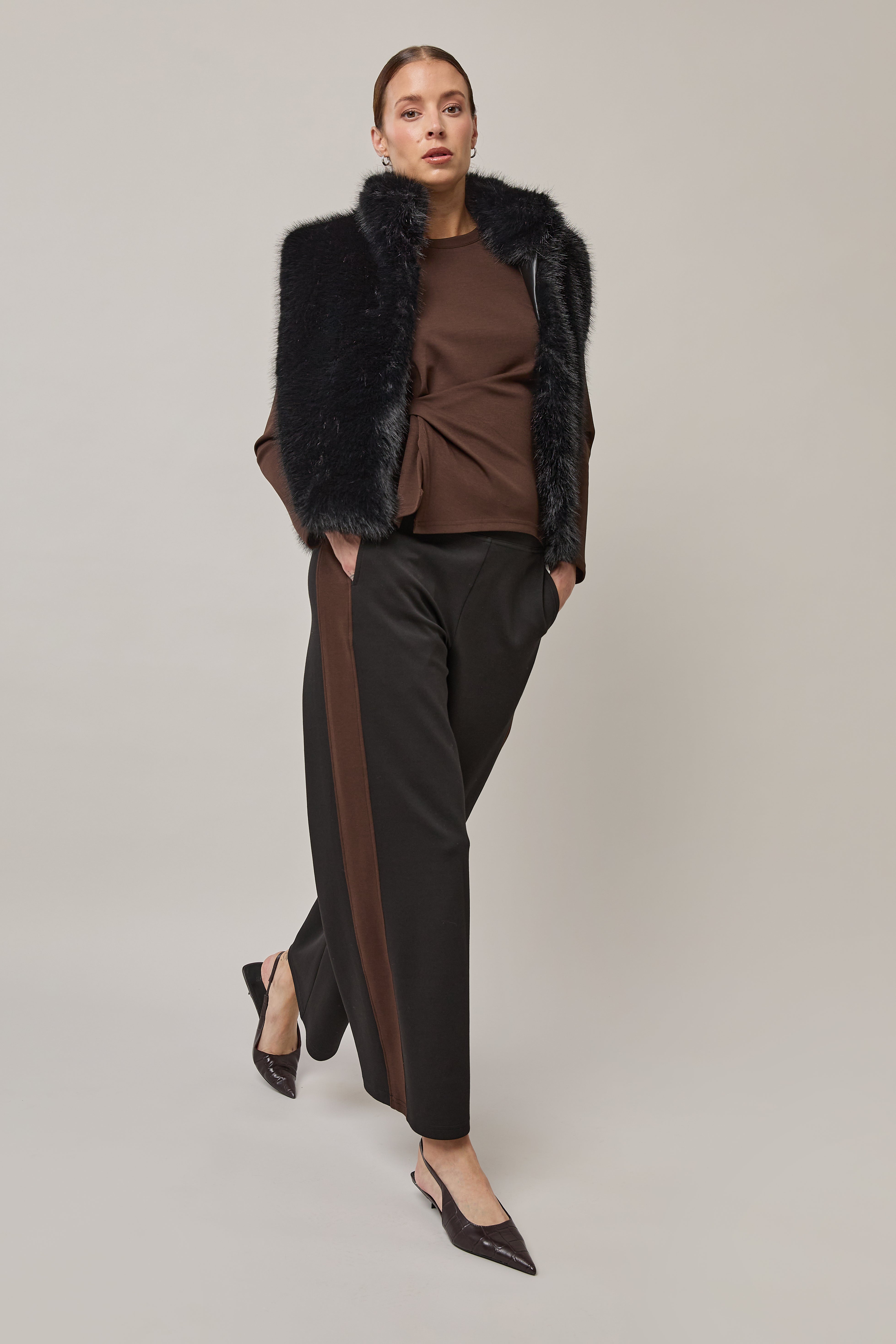 Pantalon bicolore - Noir et Coco