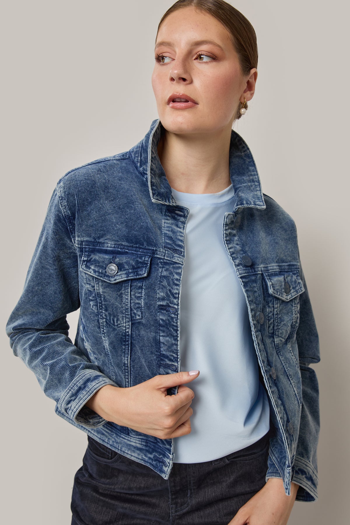 T-shirt satin et jersey - Bleu