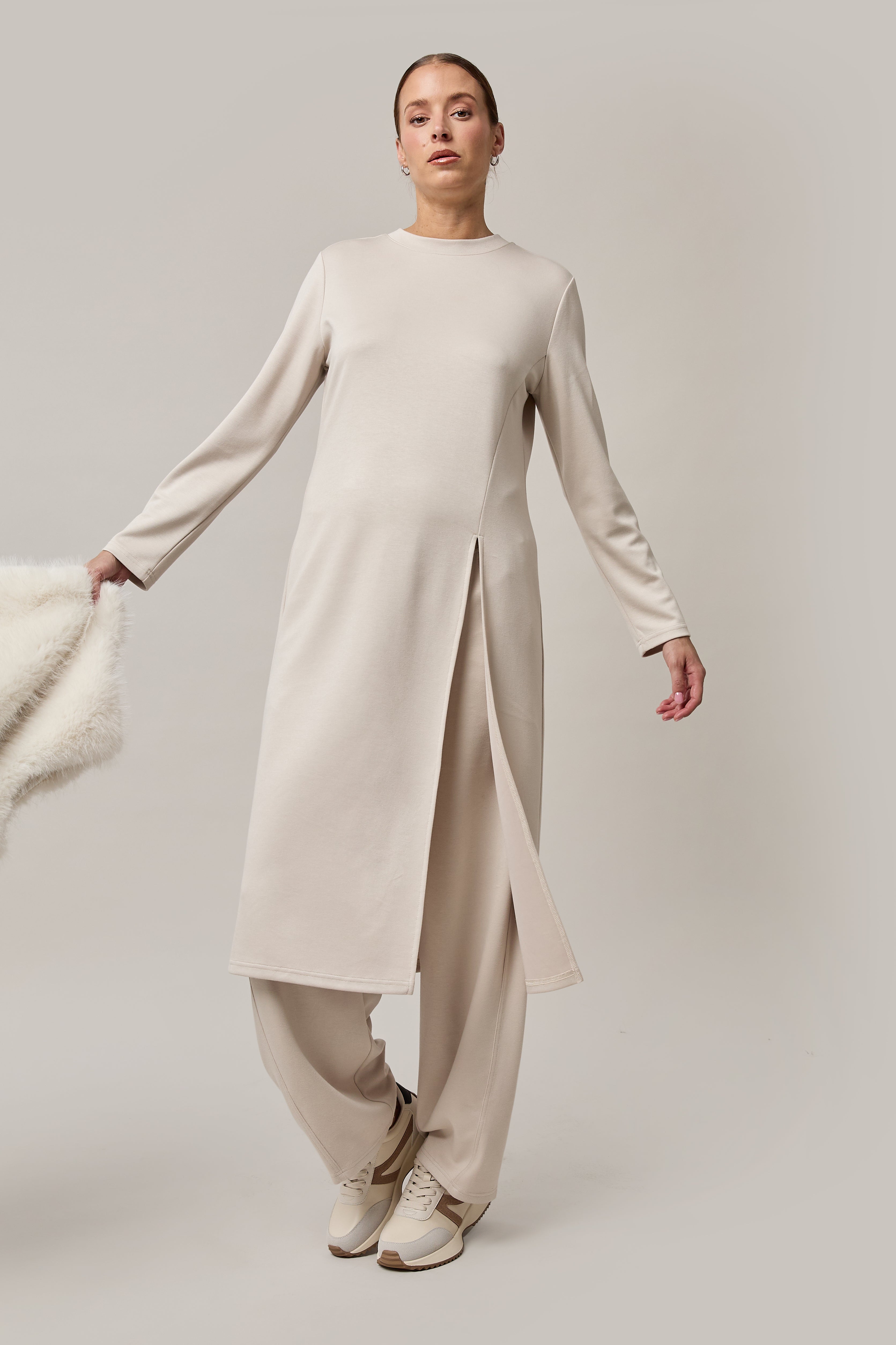 Robe longue à fente avant - Sable