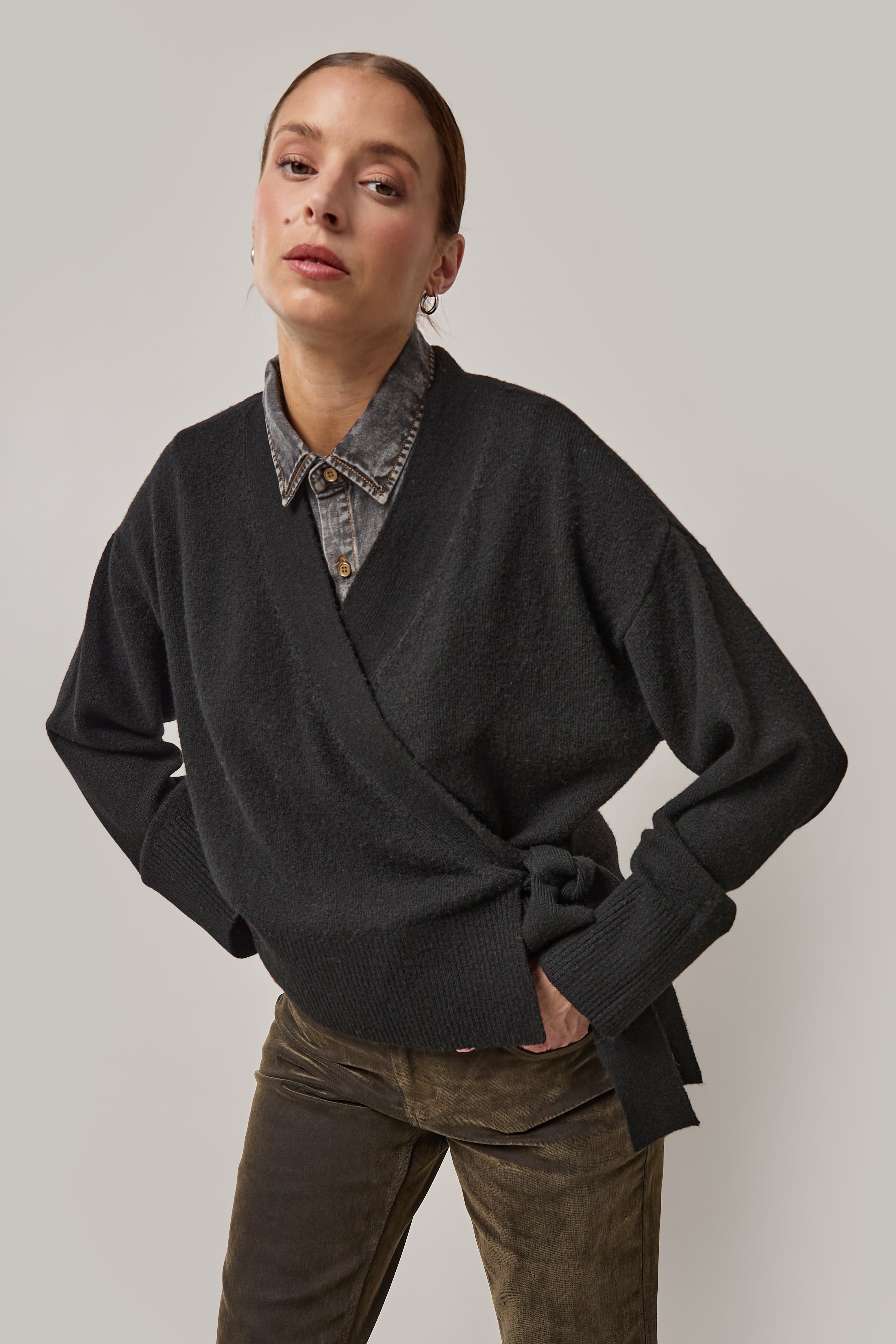 Cardigan cache-cœur - Noir