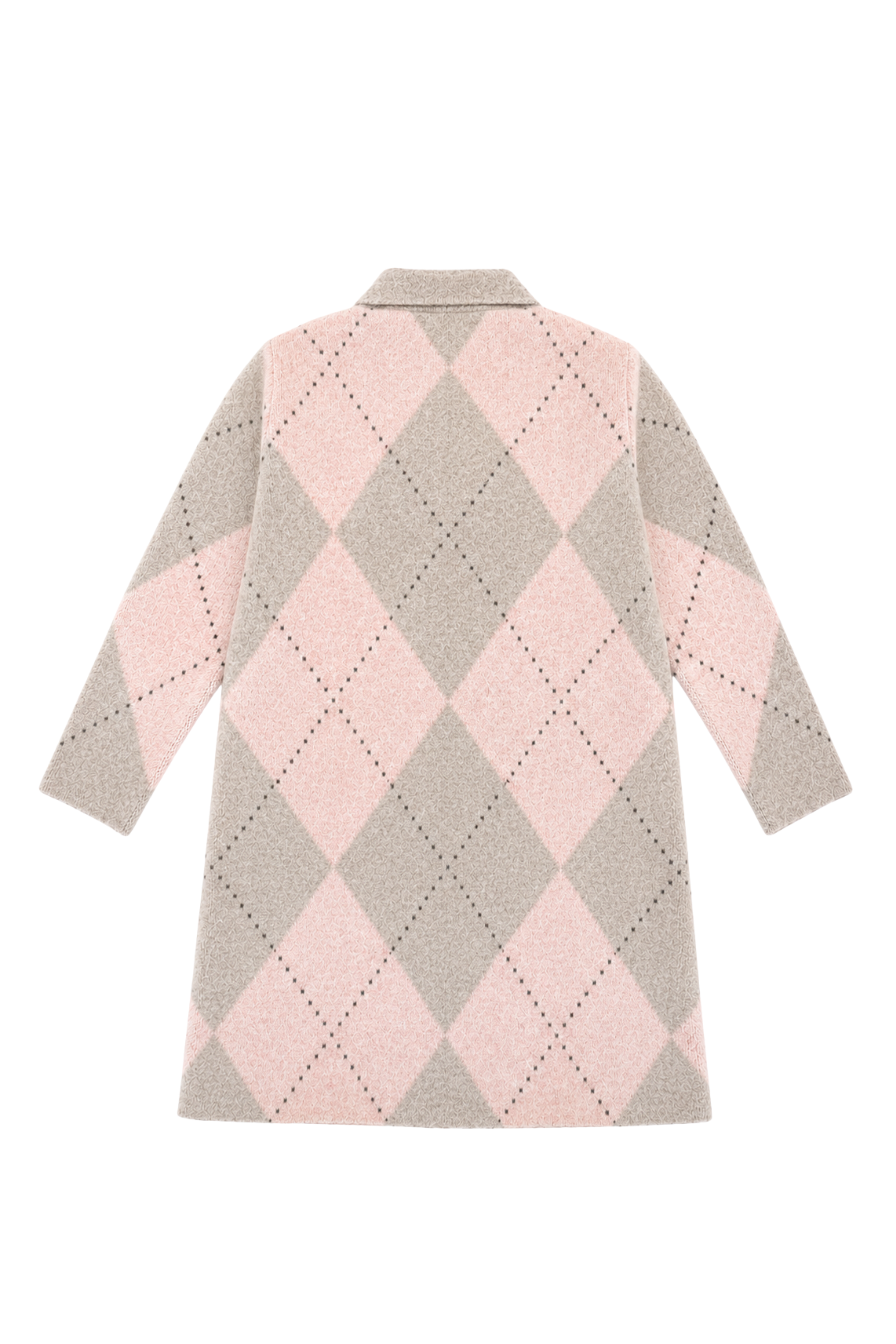 Long Argyle Cardigan - Pink