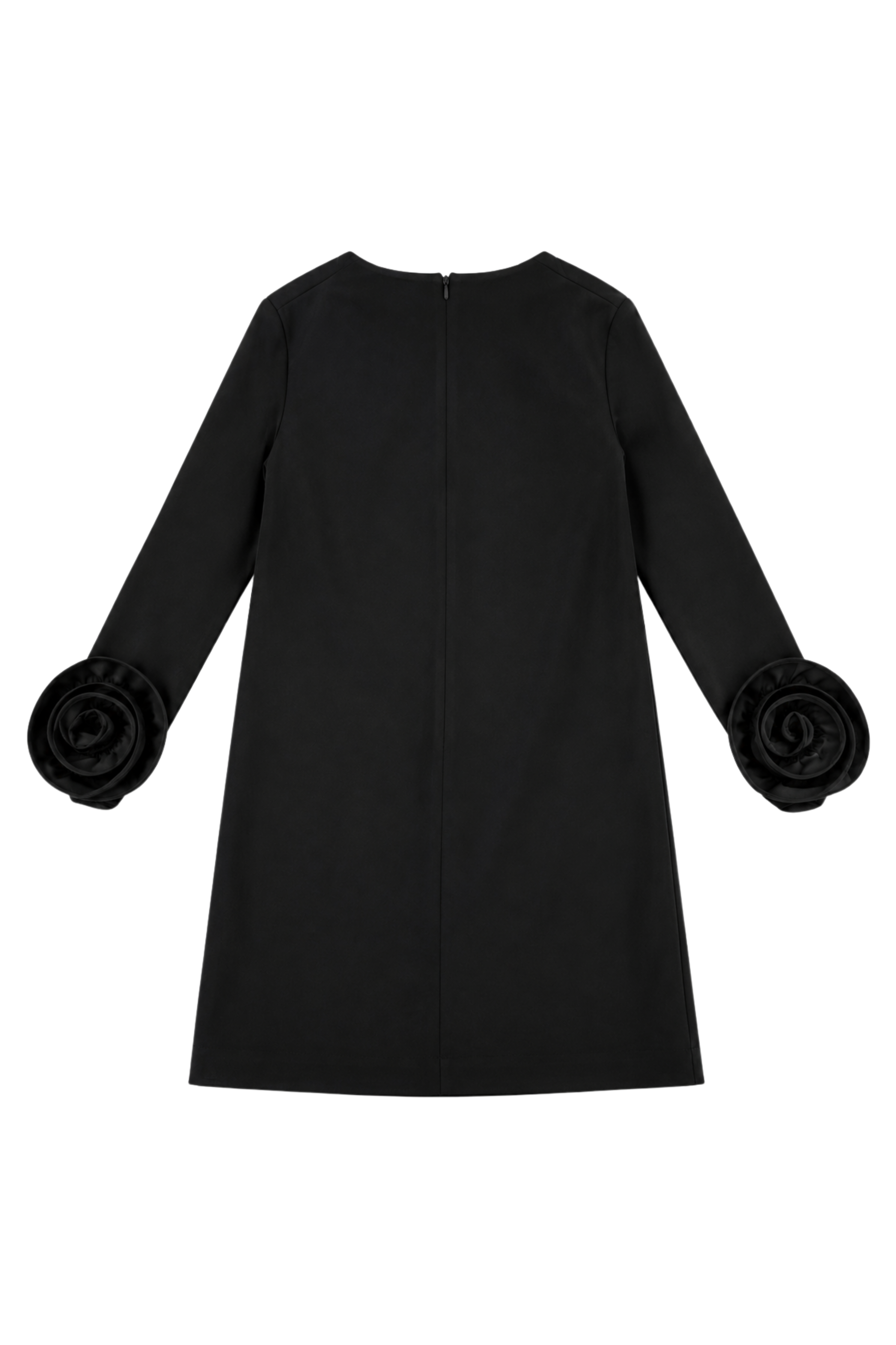 Robe manches roses bas plissé - Noir